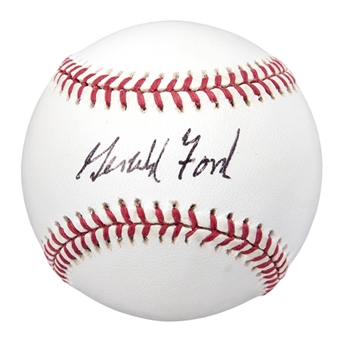 Gerald Ford Signed ONL Coleman Baseball (JSA)